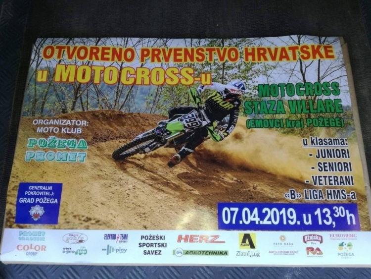 Otvoreno prvenstvo Hrvatske u motocrossu održat će se u nedjelju, 07. 04. 2019. s početkom u 13,30 sati na stazi Villare