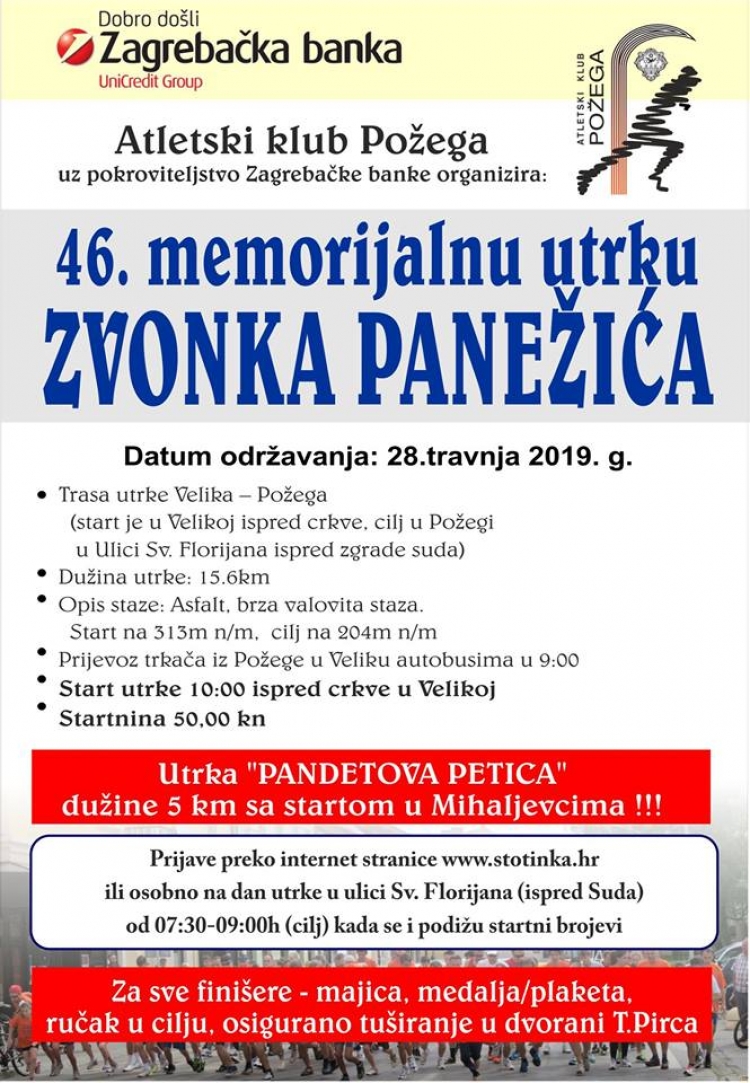 46. Memorijal Zvonka Panežića održat će se u nedjelju, 28. 04. 2019.