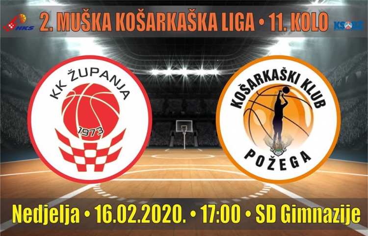 Košarkaši Požege poraženi na gostovanju kod Županje u odgođenoj utakmici 11. kola 2. Hrvatske košarkaške lige - Istok