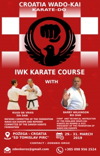 Karate do klub Požega od 29.- 31. ožujka 2019. u SD Tomislav Pirc organizira Međunarodni Wado kai seminar
