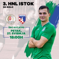 Utakmica posljednjeg, 34. kola 3. HNL - Istok : Kutjevo - Slavonija igra se u petak, 27. 05. u 18,00 sati