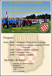 Memorijalni turnir za poginule hrvatske branitelje Požeško - slavonske županije održat će se u subotu, 18. rujna na SRC Požega