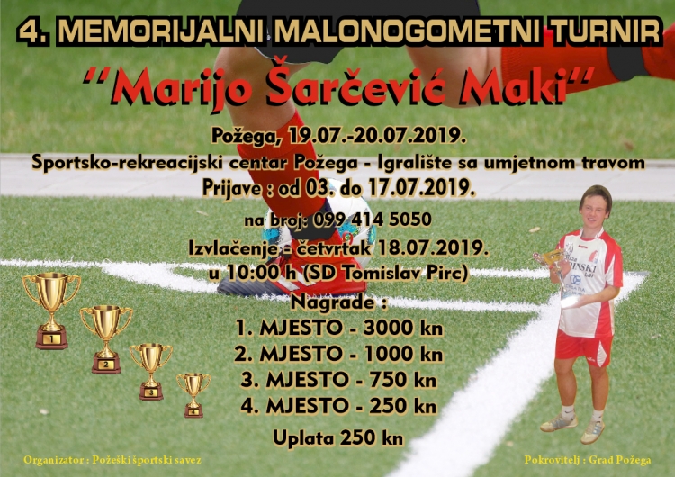 Počele prijave za 4. Malonogometni turnir &quot;Marijo Šarčević - Maki&quot; koji će se održati 19. i 20. 07. 2019.
