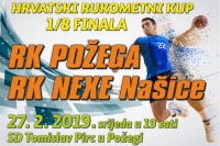 Rukometni spektakl danas u Požegi, u 19 sati igraju RK Požega - RK Nexe (Našice) u susretu 1/8 finale Hrvatskog rukometnog kupa
