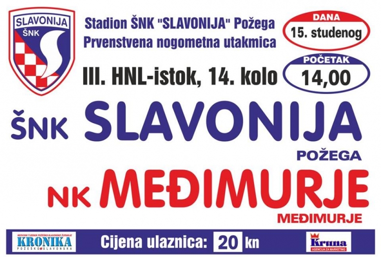 ŠNK Slavonija dočekuje NK Međimurje (Čakovec)