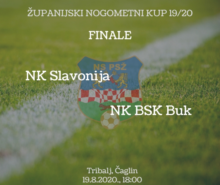 Nogometaši Slavonije u srijedu, 19. kolovoza s početkom u 18,00 sati u Čaglinu protiv BSK Buka igraju finale Županijskog nogometnog kupa