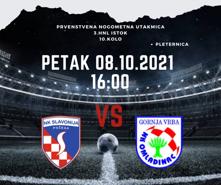 Slavonija svoju domaću utakmicu 10. kola 3. HNL - Istok protiv Omladinca (Gornja Vrba) igra sutra u Pleternici