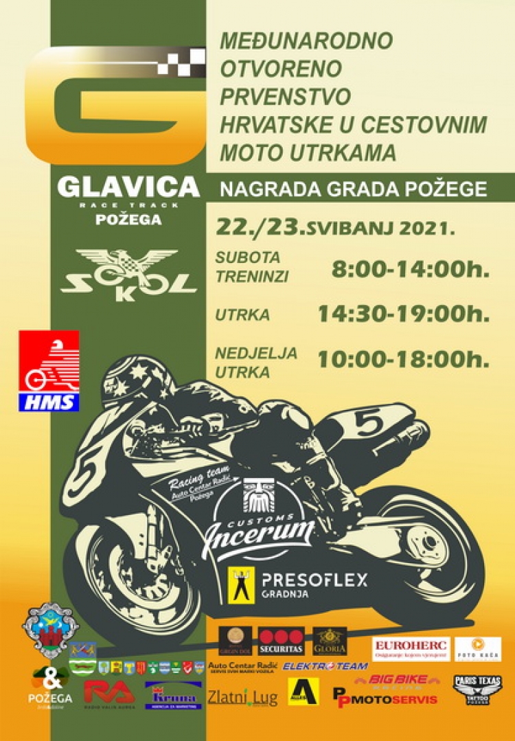 Na Glavici će se narednog vikenda održati Međunarodno otvoreno prvenstvo Hrvatske u cestovnim moto utrkama - nagrada grada Požege