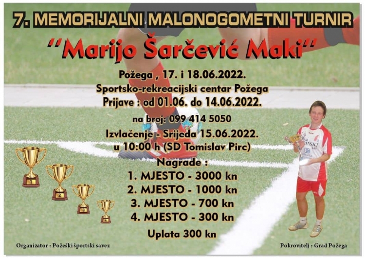 Počele prijave za 7. Memorijalni malonogometni turnir &quot;Marijo Šarčević - Maki&quot;