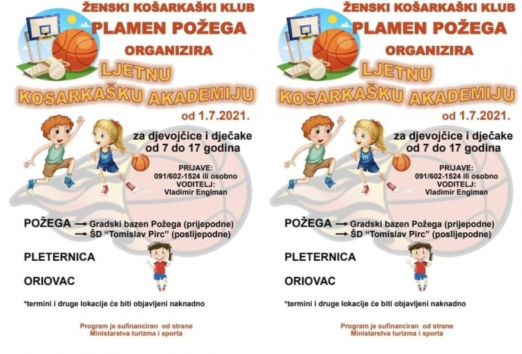 ŽKK Plamen Požega organizira besplatnu ljetnu košarkašku akademiju